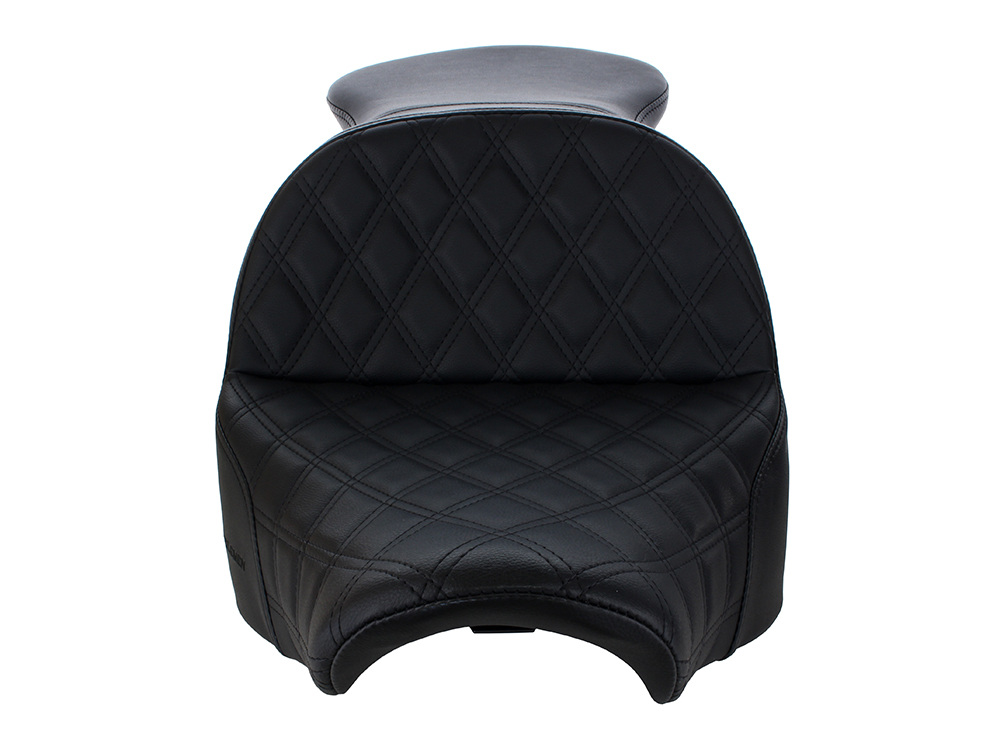 SADDLEMEN SEATS Explorer LS Dual Seat with Black Double Diamond Lattice Stitch. Fits Fat Boy 2018up & Breakout 2023up
