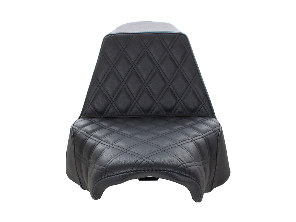 SADDLEMEN SEATS Step-Up Front LS Dual Seat with Black Double Diamond Lattice Stitch. Fits Fat Boy 2018up & Breakout 2023up