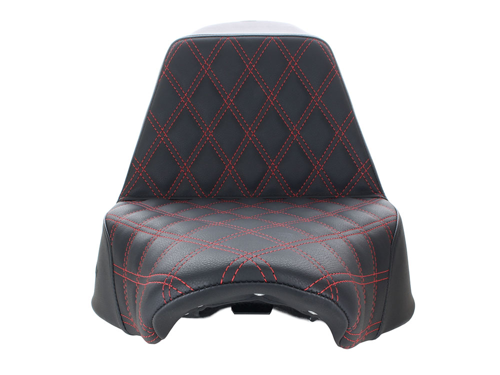SADDLEMEN SEATS Step-Up Front LS Dual Seat with Red Double Diamond Lattice Stitch. Fits Fat Boy 2018up & Breakout 2023up