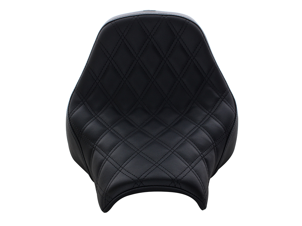 SADDLEMEN SEATS Renegade LS Solo Seat with Black Double Diamond Lattice Stitch. Fits Fat Bob 2018-2024