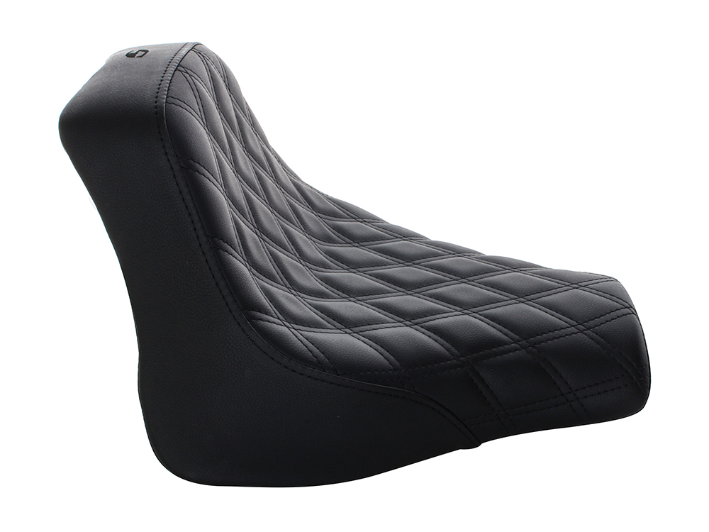 SADDLEMEN SEATS Renegade LS Solo Seat with Black Double Diamond Lattice Stitch. Fits Fat Bob 2018-2024