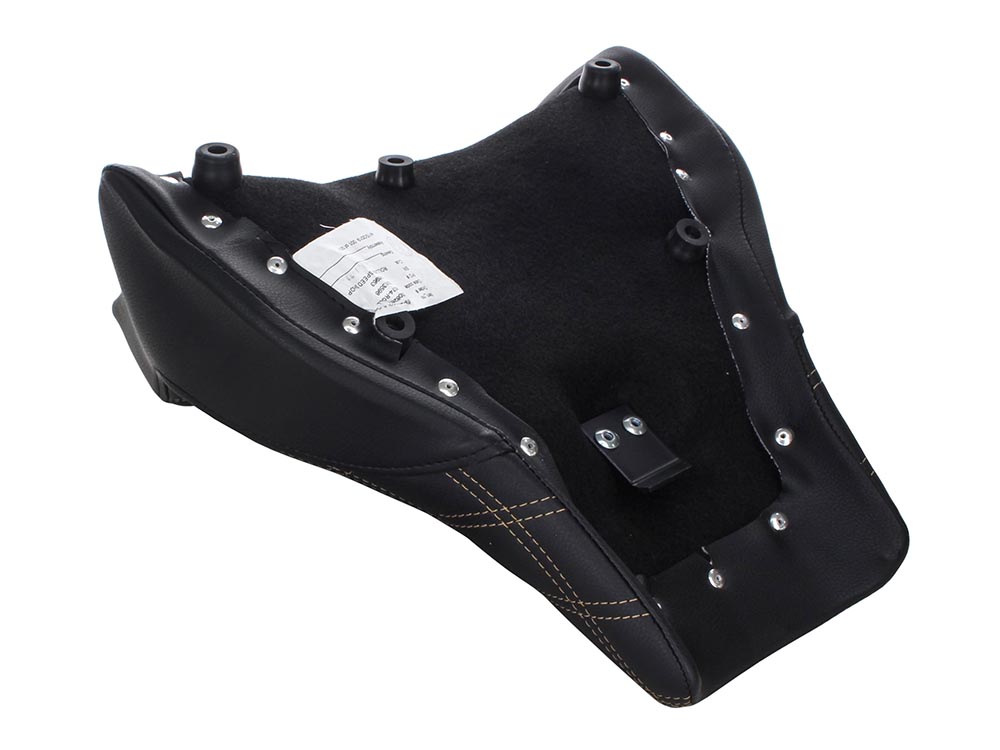 SADDLEMEN SEATS Renegade LS Solo Seat with Gold Double Diamond Lattice Stitch. Fits Fat Bob 2018-2024