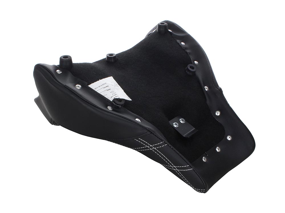 SADDLEMEN SEATS Renegade LS Solo Seat with White Double Diamond Lattice Stitch. Fits Fat Bob 2018-2024