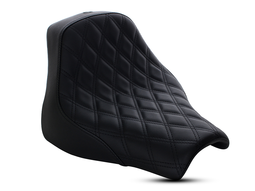 SADDLEMEN SEATS Renegade LS Solo Seat with Black Double Diamond Lattice Stitch. Fits Fat Bob 2018-2024