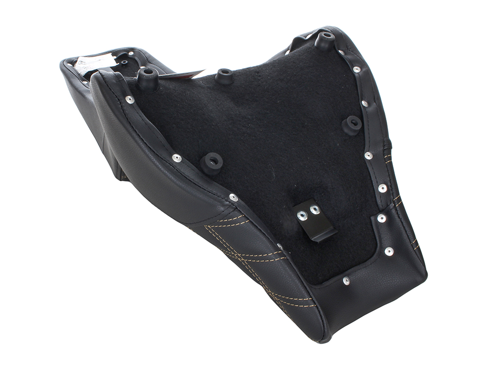 SADDLEMEN SEATS Step-Up LS Dual Seat with Gold Double Diamond Lattice Stitch. Fits Fat Bob 2018-2024