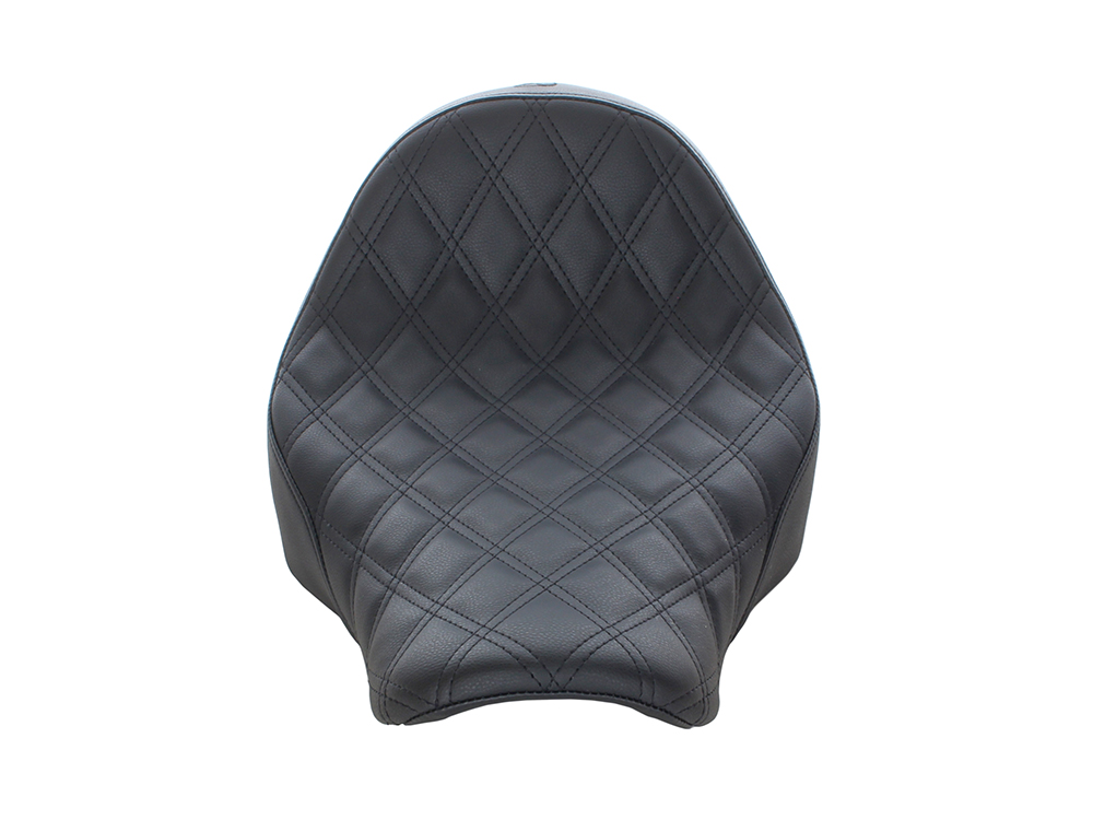 SADDLEMEN SEATS Renegade LS Solo Seat with Black Double Diamond Lattice Stitch. Fits Sport Glide & Low Rider 2018up, Low Rider S 2020up & Low Rider ST 2022up.
