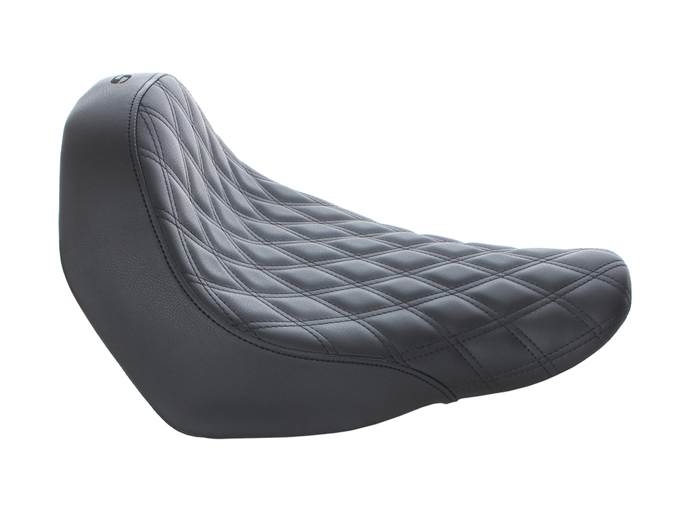 SADDLEMEN SEATS Renegade LS Solo Seat with Black Double Diamond Lattice Stitch. Fits Sport Glide & Low Rider 2018up, Low Rider S 2020up & Low Rider ST 2022up.