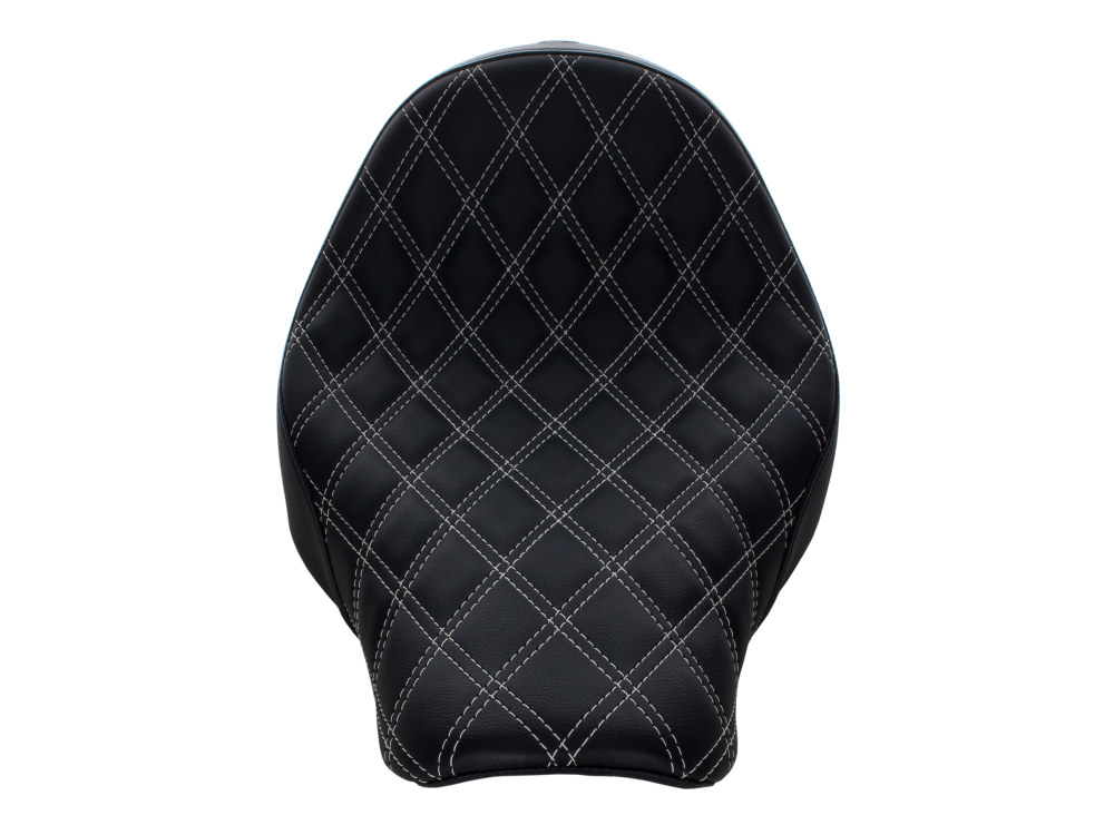SADDLEMEN SEATS Renegade LS Solo Seat with Silver Double Diamond Lattice Stitch. Fits Sport Glide & Low Rider 2018up, Low Rider S 2020up & Low Rider ST 2022up.
