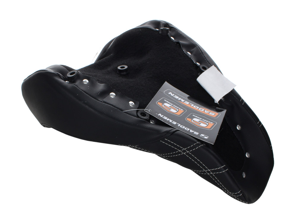 SADDLEMEN SEATS Renegade LS Solo Seat with Silver Double Diamond Lattice Stitch. Fits Sport Glide & Low Rider 2018up, Low Rider S 2020up & Low Rider ST 2022up.