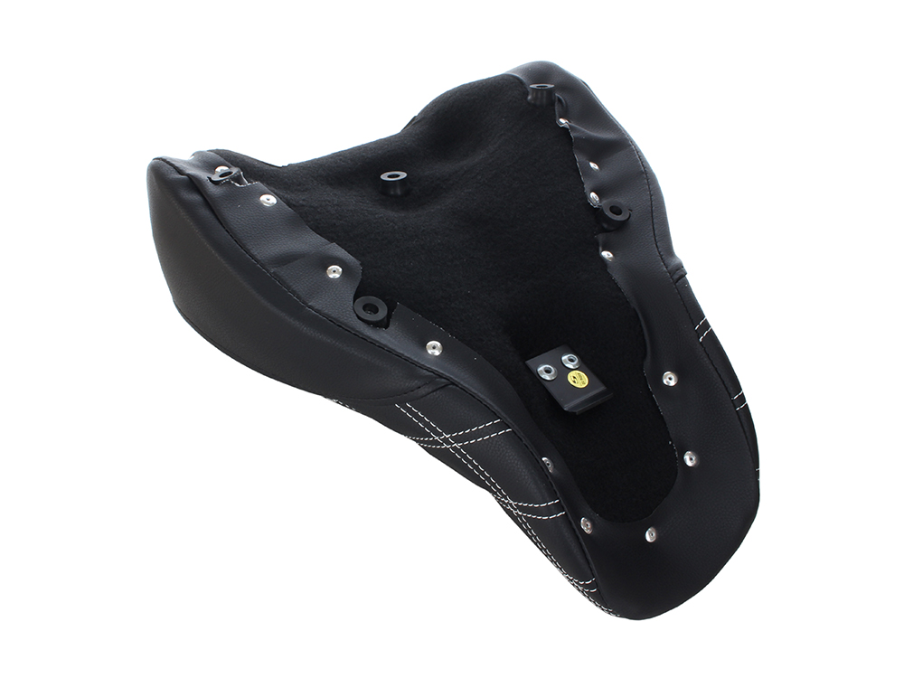 SADDLEMEN SEATS Renegade LS Solo Seat with White Double Diamond Lattice Stitch. Fits Sport Glide & Low Rider 2018up, Low Rider S 2020up & Low Rider ST 2022up.