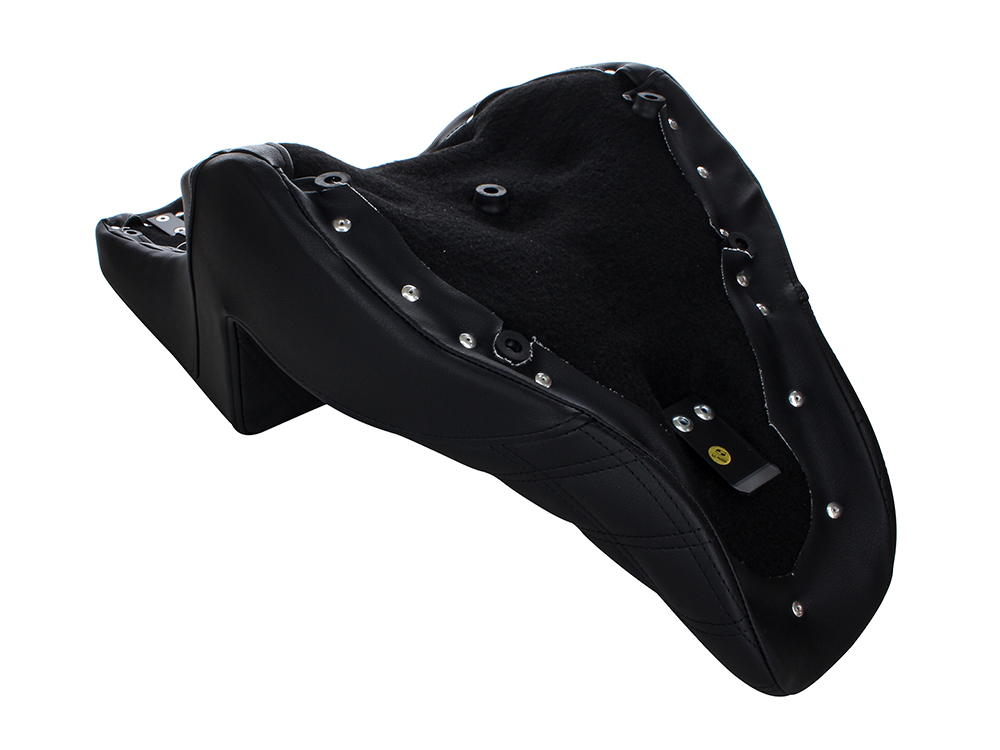 SADDLEMEN SEATS Step-Up LS Dual Seat with Black Double Diamond Lattice Stitch. Fits Sport Glide & Low Rider 2018up, Low Rider S 2020up & Low Rider ST 2022up.