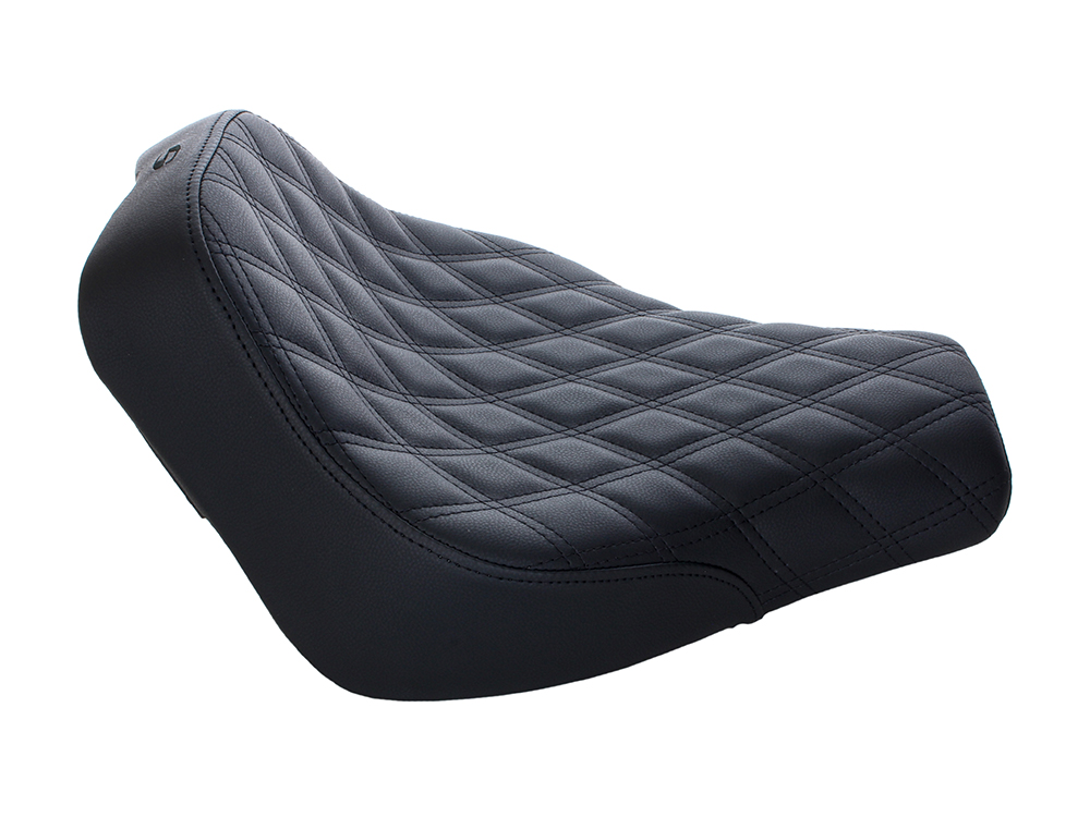 SADDLEMEN SEATS Renegade LS Solo Seat with Black Double Diamond Lattice Stitch. Fits Softail Street Bob 2018up & Standard 2020up.