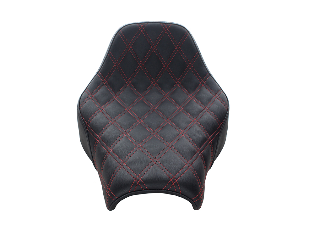 SADDLEMEN SEATS Renegade LS Solo Seat with Red Double Diamond Lattice Stitch. Fits Softail Street Bob 2018up & Standard 2020up.