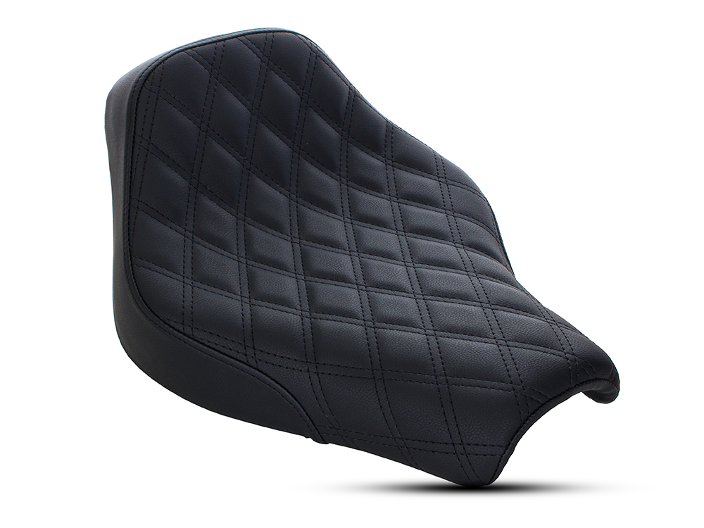 SADDLEMEN SEATS Renegade LS Solo Seat with Black Double Diamond Lattice Stitch. Fits Softail Street Bob 2018up & Standard 2020up.