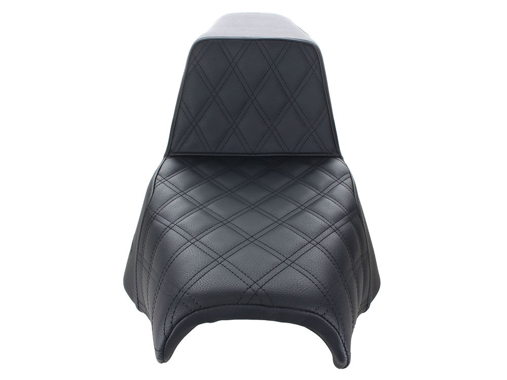SADDLEMEN SEATS Step-Up LS Dual Seat with Black Double Diamond Lattice Stitch. Fits Softail Street Bob 2018up & Standard 2020up.