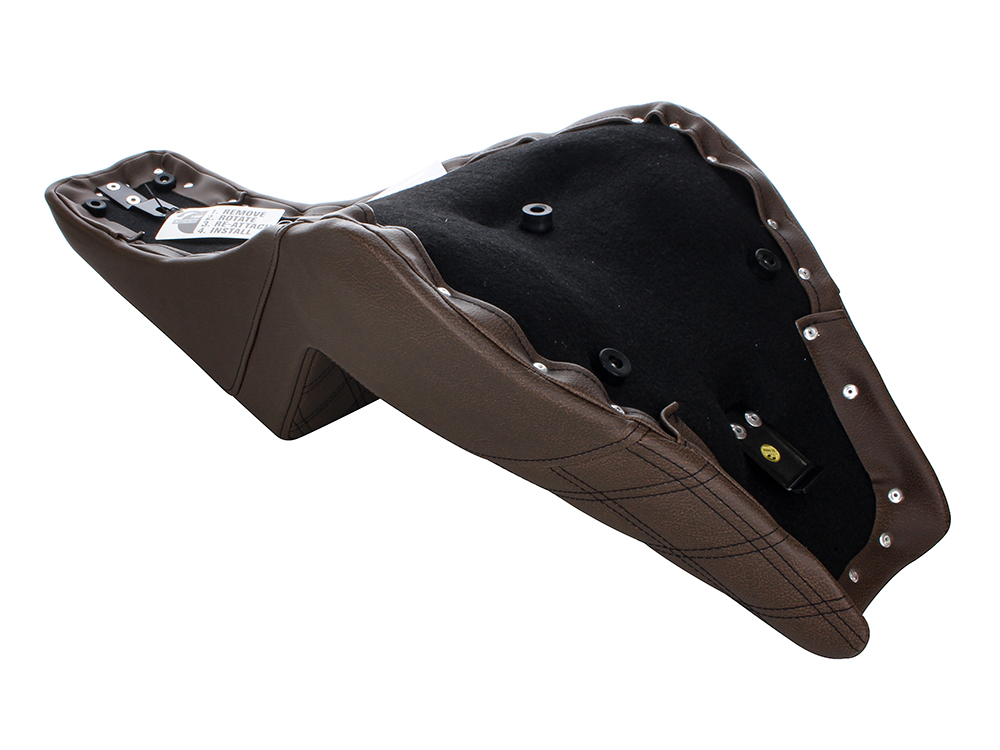 SADDLEMEN SEATS Brown Step-Up LS Dual Seat with Black Double Diamond Lattice Stitch. Fits Softail Street Bob 2018up & Standard 2020up.