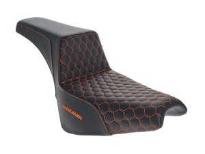 SADDLEMEN SEATS Step-Up HC Dual Seat with Orange Honeycomb Stitch. Fits Softail Street Bob 2018up & Standard 2020up SADDLEMEN SEATS Step-Up HC Dual Seat with Orange Honeycomb Stitch. Fits Softail Street Bob 2018up & Standard 2020up
