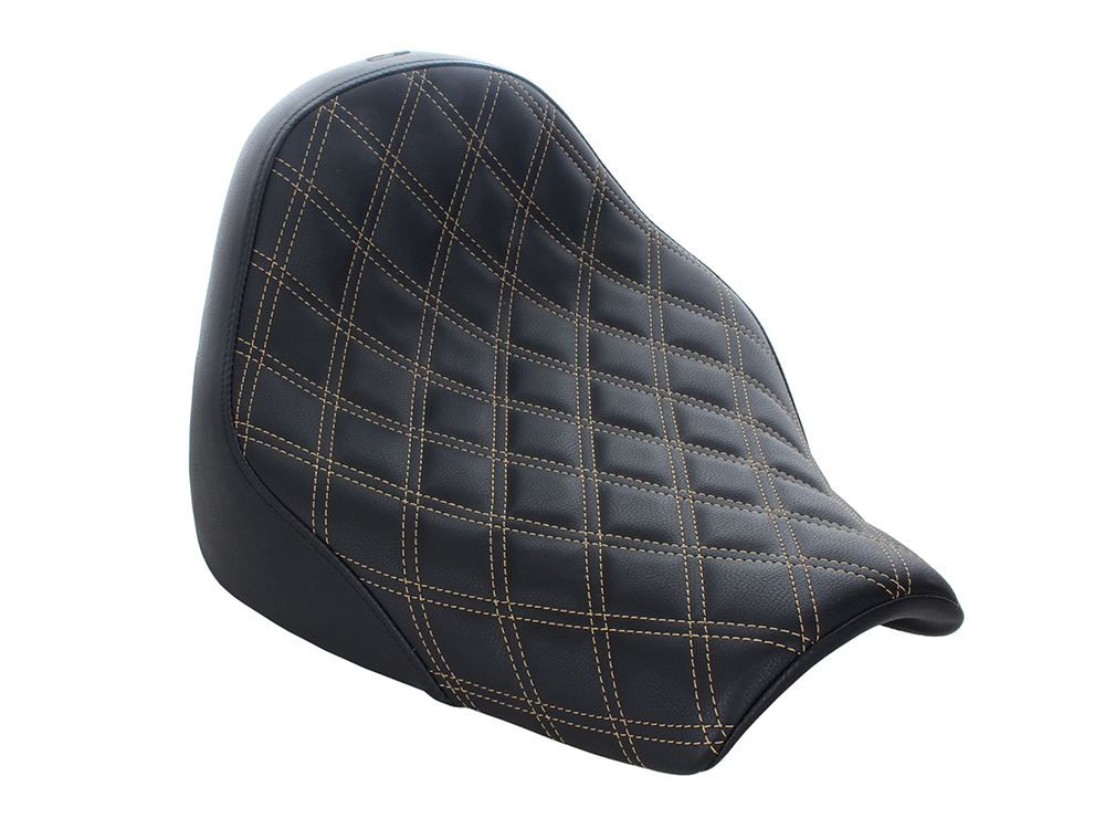 SADDLEMEN SEATS Renegade LS Solo Seat with Gold Double Diamond Lattice Stitch. Fits Breakout 2018-2022