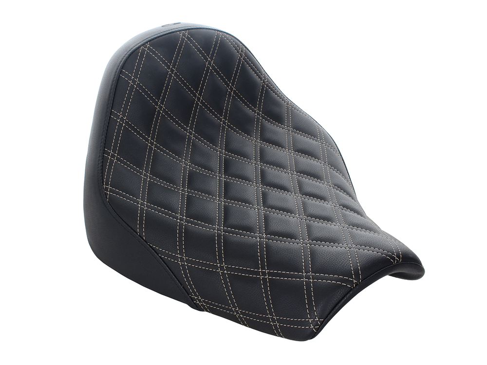 SADDLEMEN SEATS Renegade LS Solo Seat with White Double Diamond Lattice Stitch. Fits Breakout 2018-2022