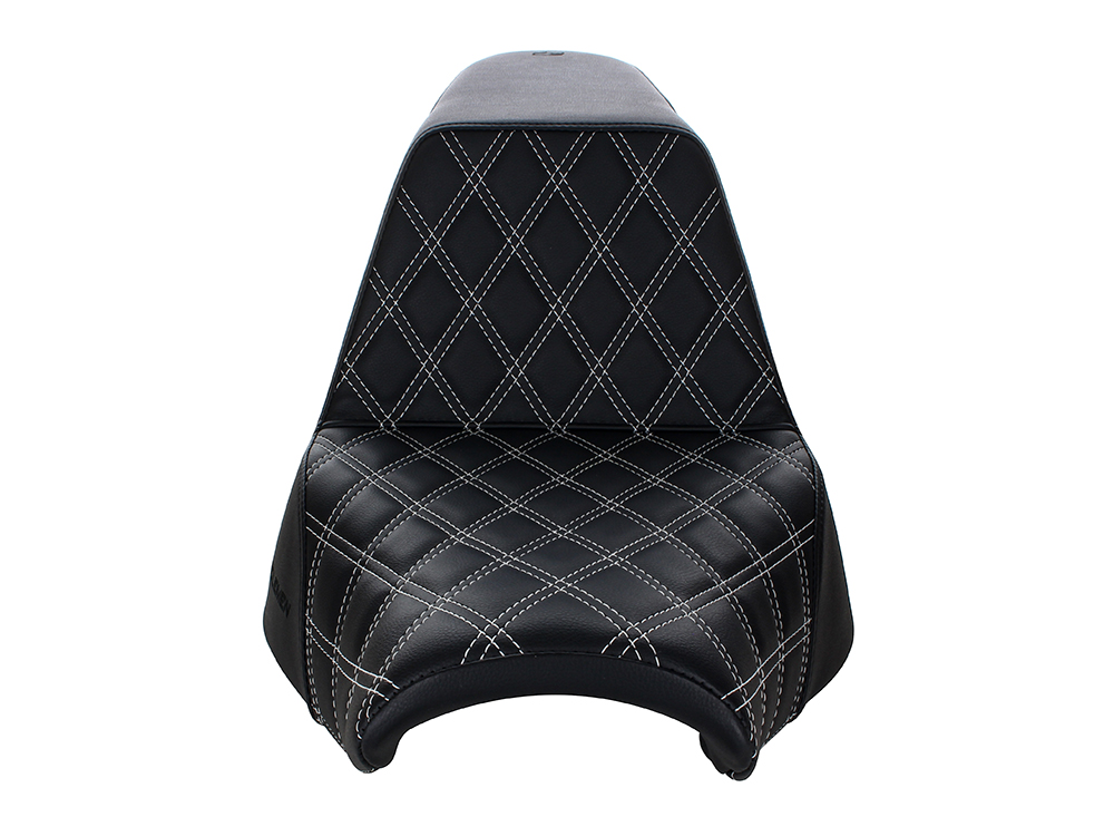 SADDLEMEN SEATS Step-Up Front LS Dual Seat with White Double Diamond Lattice Stitch. Fits Breakout 2018-2022