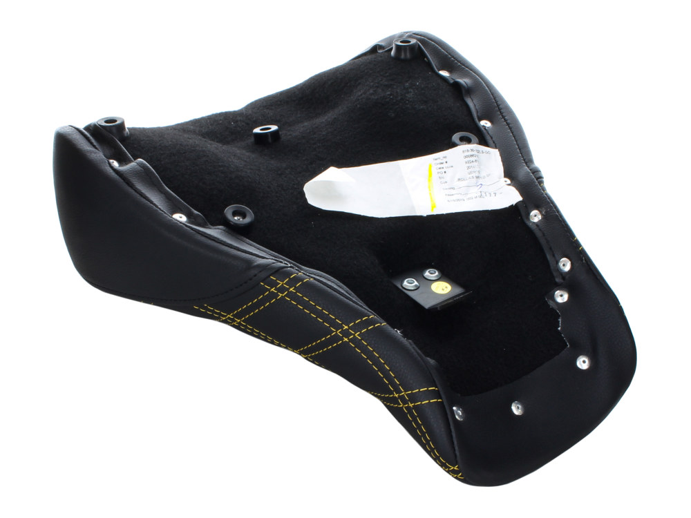 SADDLEMEN SEATS Renegade LS Solo Seat with Gold Double Diamond Lattice Stitch. Fits Softail Deluxe & Heritage Classic 2018up.