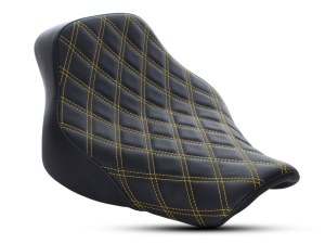 SADDLEMEN SEATS Renegade LS Solo Seat with Gold Double Diamond Lattice Stitch. Fits Softail Deluxe & Heritage Classic 2018up. SADDLEMEN SEATS Renegade LS Solo Seat with Gold Double Diamond Lattice Stitch. Fits Softail Deluxe & Heritage Classic 2018up.