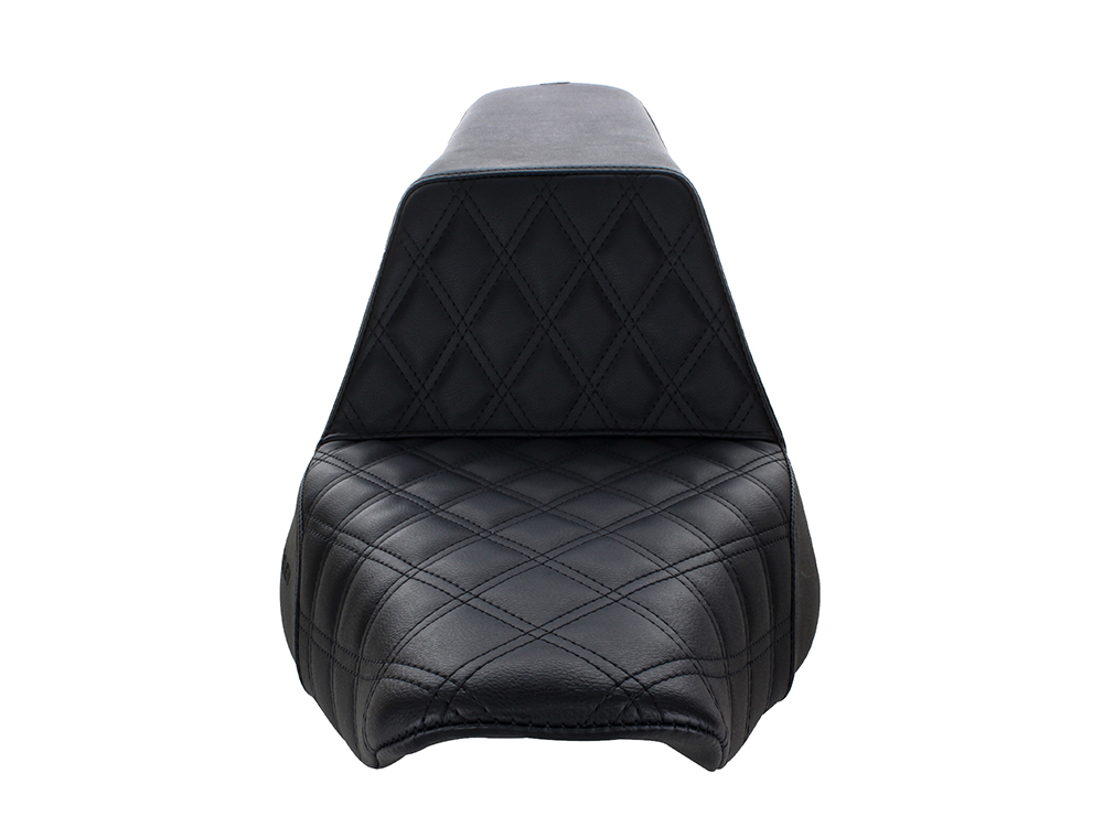 SADDLEMEN SEATS Step-Up LS Dual Seat with Black Double Diamond Lattice Stitch. Fits Softail Slim 2012-2017 & Blackline 2011-2013.