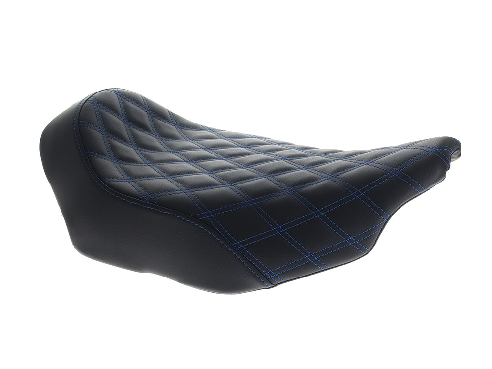 SADDLEMEN SEATS Renegade LS Solo Seat with Blue Double Diamond Lattice Stitch. Fits CVO Touring 2023up, Street Glide & Road Glide 2024up, Touring 2025up