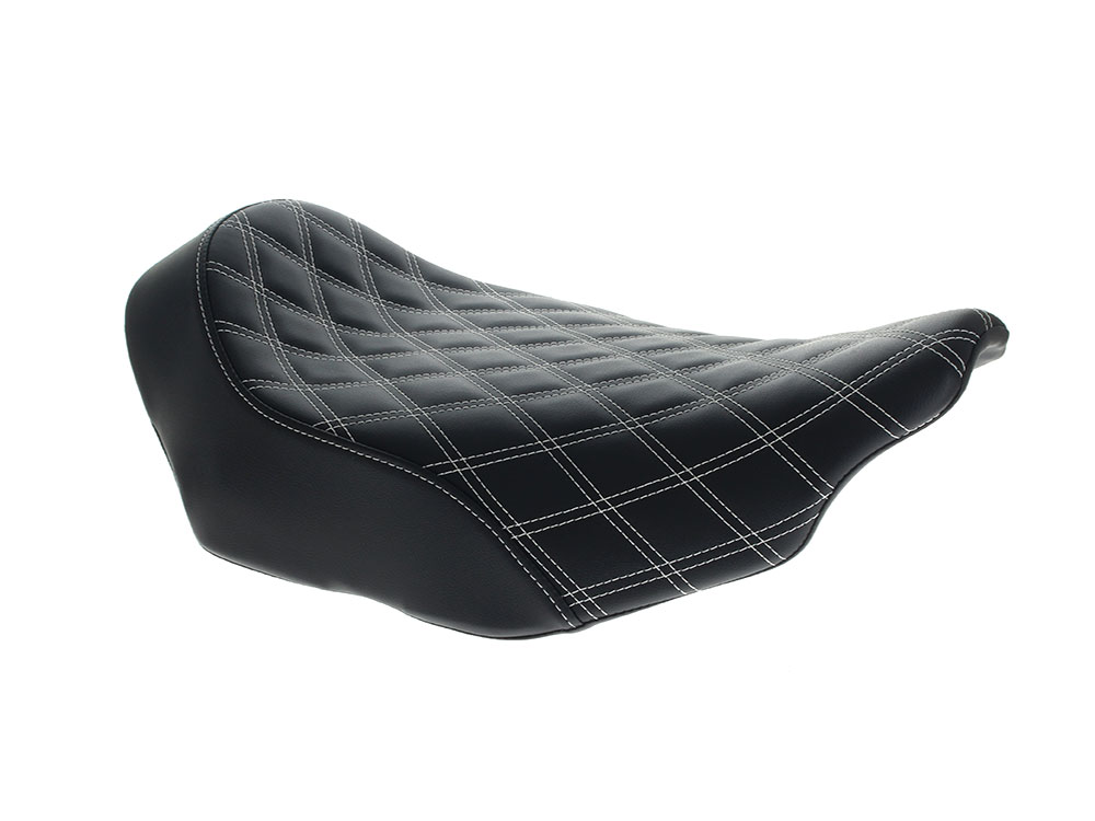 SADDLEMEN SEATS Renegade LS Solo Seat with White Double Diamond Lattice Stitch. Fits CVO Touring 2023up, Street Glide & Road Glide 2024up, Touring 2025up