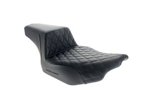 SADDLEMEN SEATS Extended Reach Step-Up LS Dual Seat with Black Double Diamond Lattice Stitch. Fits CVO Touring 2023up, Street Glide & Road Glide 2024up, Touring 2025up SADDLEMEN SEATS Extended Reach Step-Up LS Dual Seat with Black Double Diamond Lattice Stitch. Fits CVO Touring 2023up, Street Glide & Road Glide 2024up, Touring 2025up