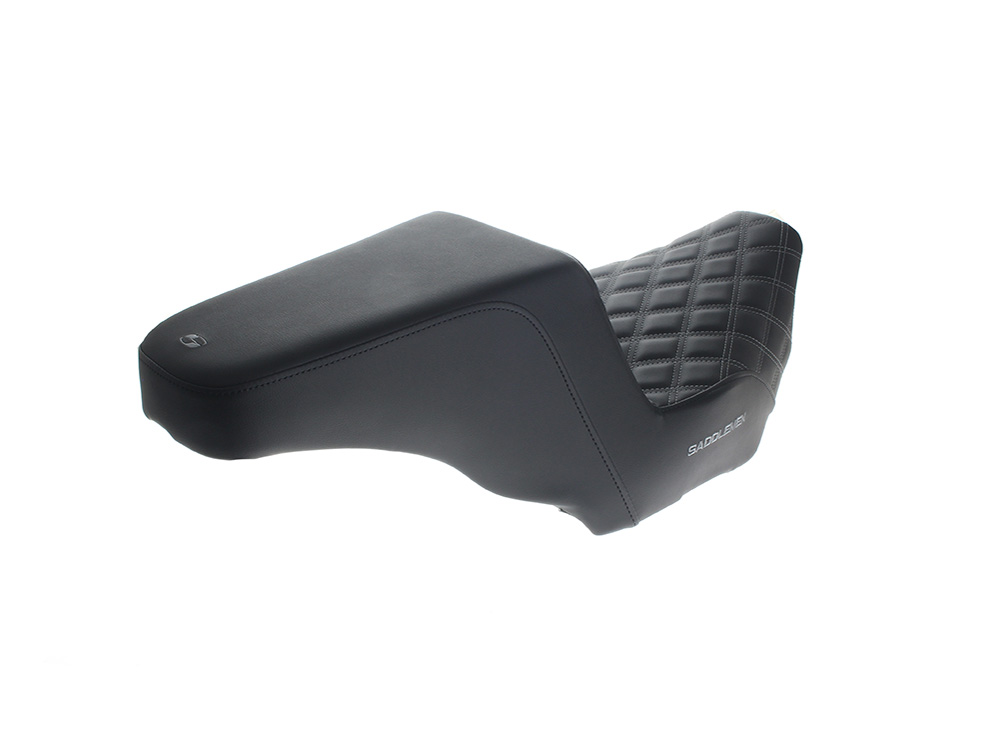 SADDLEMEN SEATS Step-Up LS Dual Seat with Grey Double Diamond Lattice Stitch. Fits CVO Touring 2023up, Street Glide & Road Glide 2024up, Touring 2025up