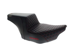 SADDLEMEN SEATS Step-Up HC Dual Seat with Red Honeycomb Stitch. Fits CVO Touring 2023up, Street Glide & Road Glide 2024up, Touring 2025up SADDLEMEN SEATS Step-Up HC Dual Seat with Red Honeycomb Stitch. Fits CVO Touring 2023up, Street Glide & Road Glide 2024up, Touring 2025up