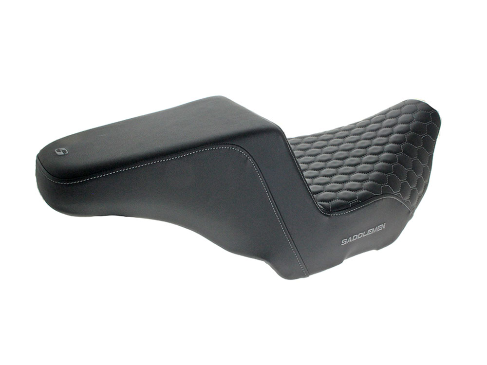 SADDLEMEN SEATS Step-Up HC Dual Seat with Grey Honeycomb Stitch. Fits CVO Touring 2023up, Street Glide & Road Glide 2024up, Touring 2025up