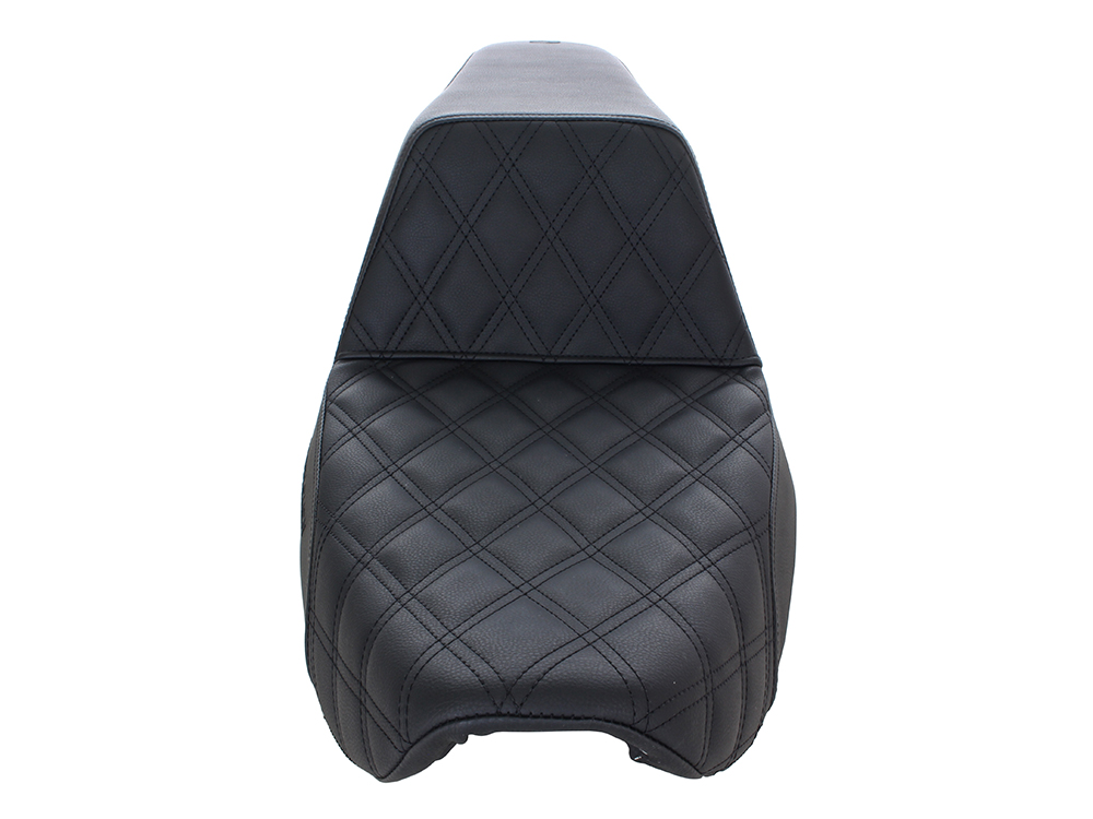 SADDLEMEN SEATS Step-Up LS Dual Seat with Black Double Diamond Lattice Stitch. Fits Dyna 1996-2003.
