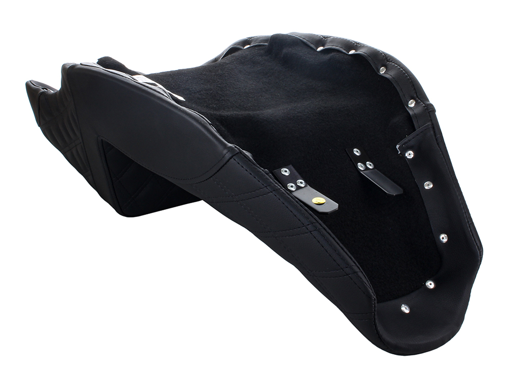SADDLEMEN SEATS Step-Up LS Dual Seat with Black Double Diamond Lattice Stitch Front & Rear. Fits Indian Touring 2014up.