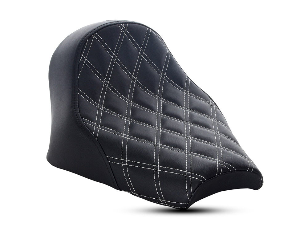 SADDLEMEN SEATS Renegade LS Solo Seat with Silver Double Diamond Lattice Stitch. Fits Scout Bobber 2018-2024