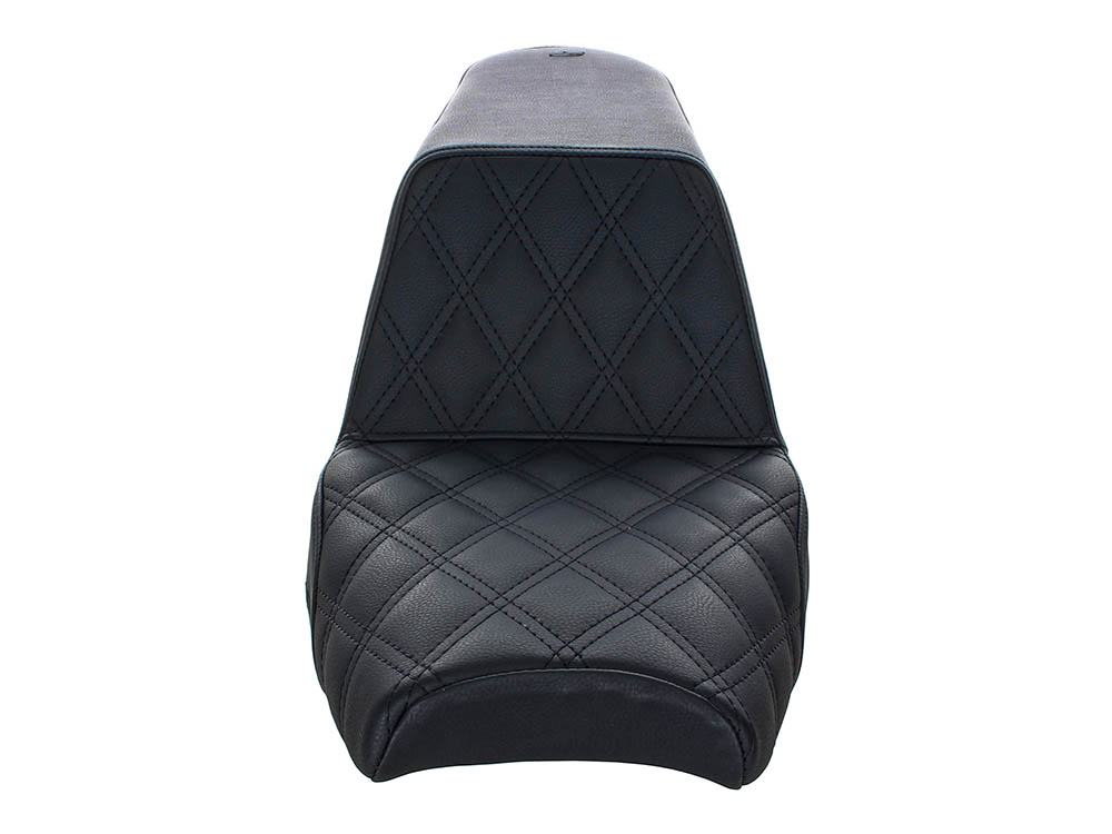 SADDLEMEN SEATS Step-Up LS Dual Seat with Black Double Diamond Lattice Stitch. Fits Scout Bobber  2018-2024