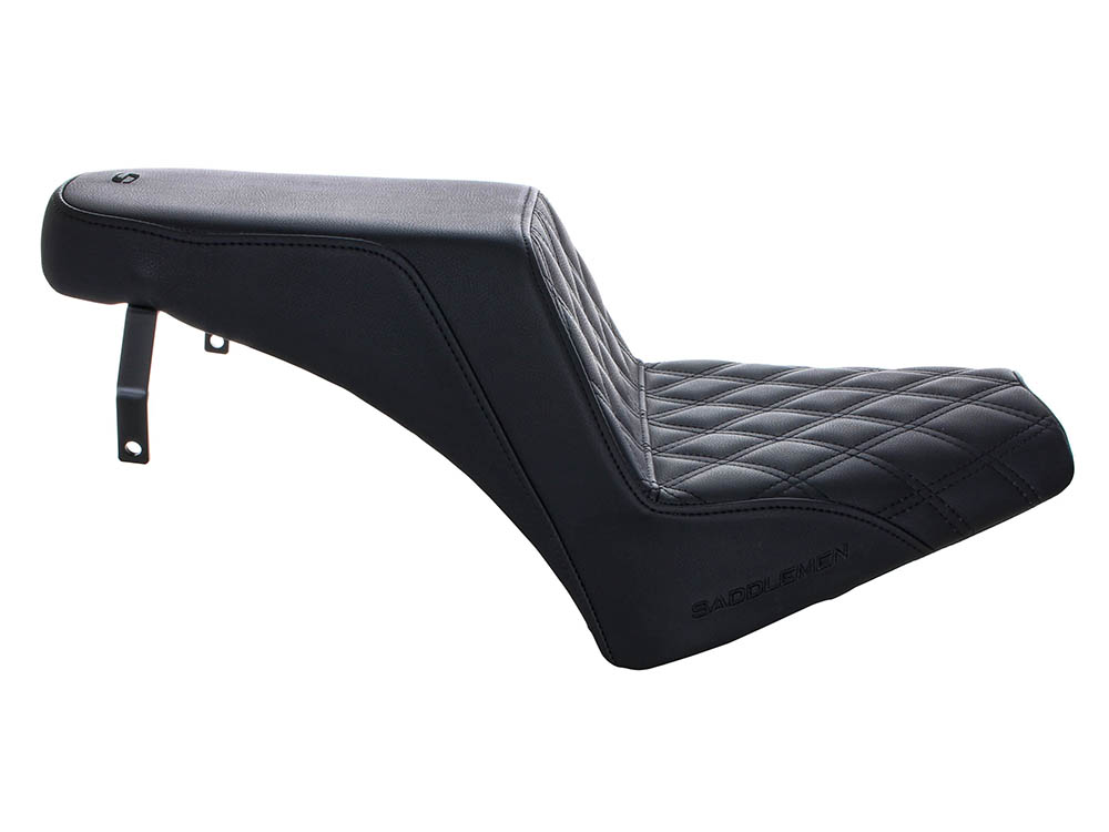 SADDLEMEN SEATS Step-Up LS Dual Seat with Black Double Diamond Lattice Stitch. Fits Scout Bobber  2018-2024