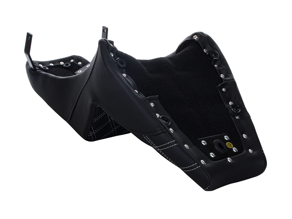 SADDLEMEN SEATS Step-Up LS Dual Seat with Silver Double Diamond Lattice Stitch. Fits Scout Bobber  2018-2024