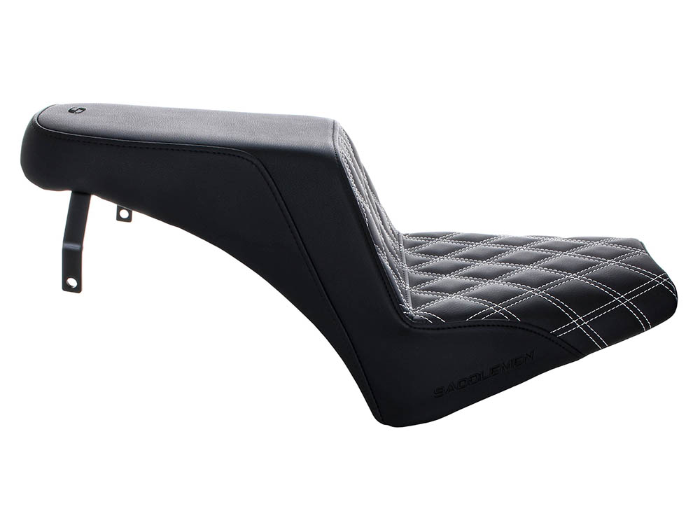 SADDLEMEN SEATS Step-Up LS Dual with Seat White Double Diamond Lattice Stitch. Fits Scout Bobber  2018-2024