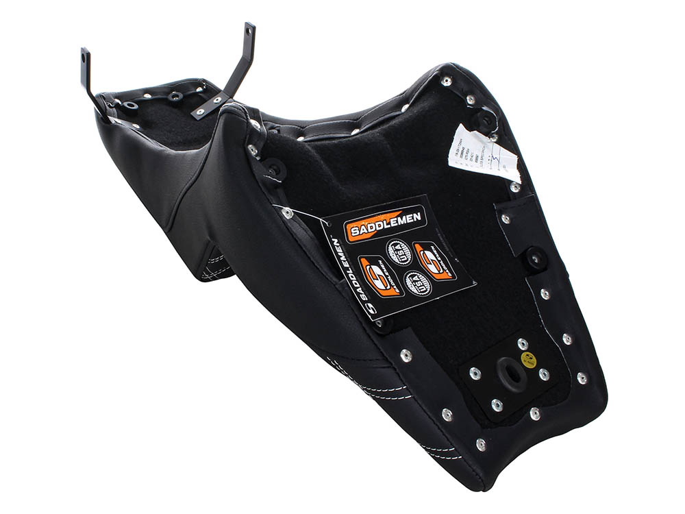 SADDLEMEN SEATS Step-Up LS Dual with Seat White Double Diamond Lattice Stitch. Fits Scout Bobber  2018-2024