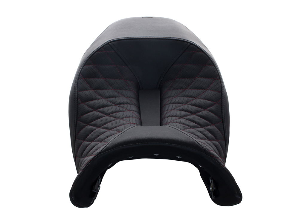 SADDLEMEN SEATS Track-LS Dual Seat with Burgundy Diamond Lattice Stitch. Fits Indian FTR1200 2019-2024