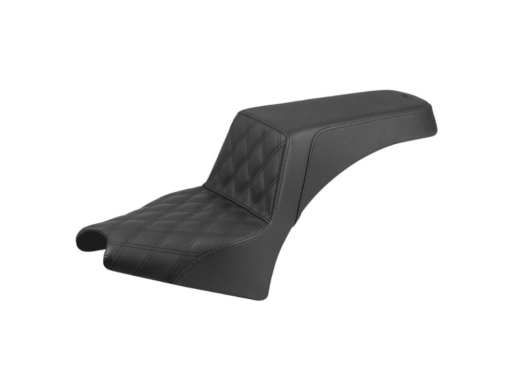 SADDLEMEN SEATS Step-Up LS Dual Seat with Black Double Diamond Lattice Stitch. Fits Scout 2025up
