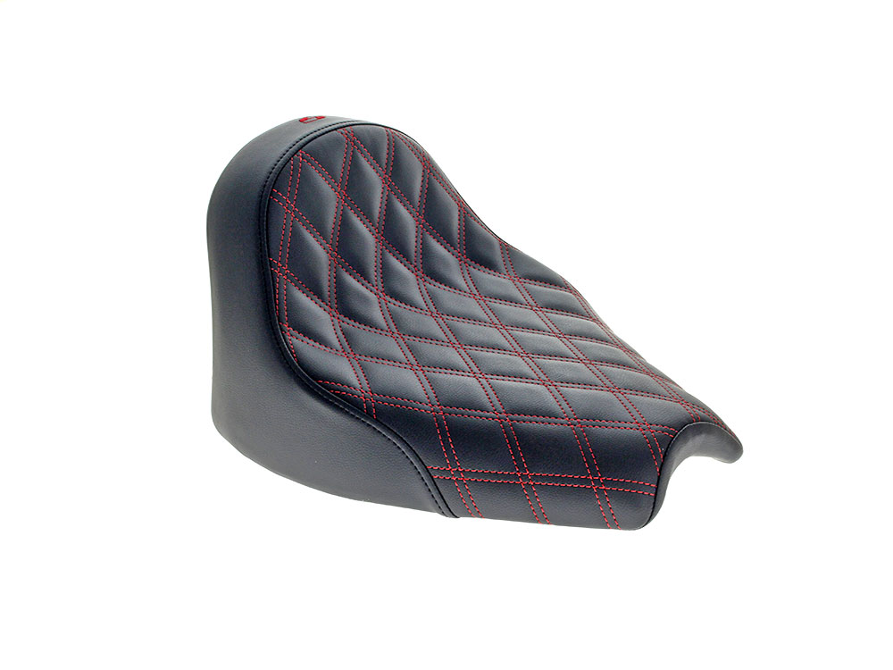 SADDLEMEN SEATS Renegade LS Solo Seat with Red Double Diamond Lattice Stitch. Fits Indian Cruiser 2022up