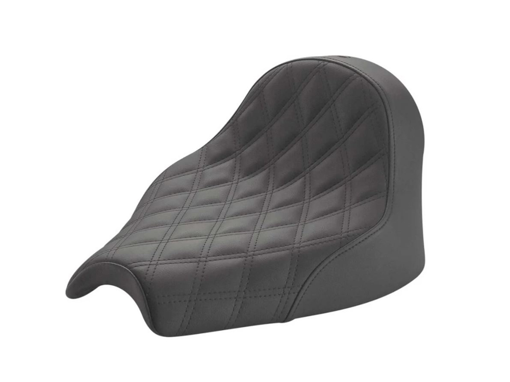 SADDLEMEN SEATS Renegade LS Solo Seat with Black Double Diamond Lattice Stitch. Fits Indian Cruiser 2022up