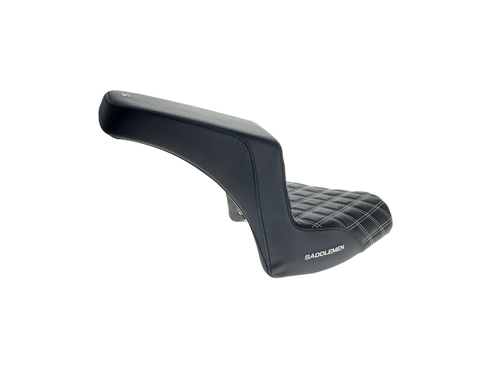 SADDLEMEN SEATS Step-Up LS Dual Seat with White Double Diamond Lattice Stitch. Fits Indian Cruiser 2022up