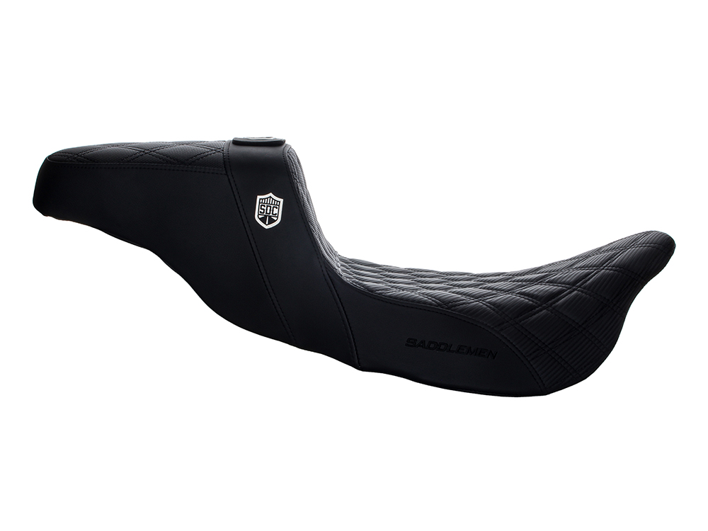 SADDLEMEN SEATS Step-Up San Diego Customs Pro Series Gripper Dual Seat With Backrest. Fits Most Touring 2008-2024