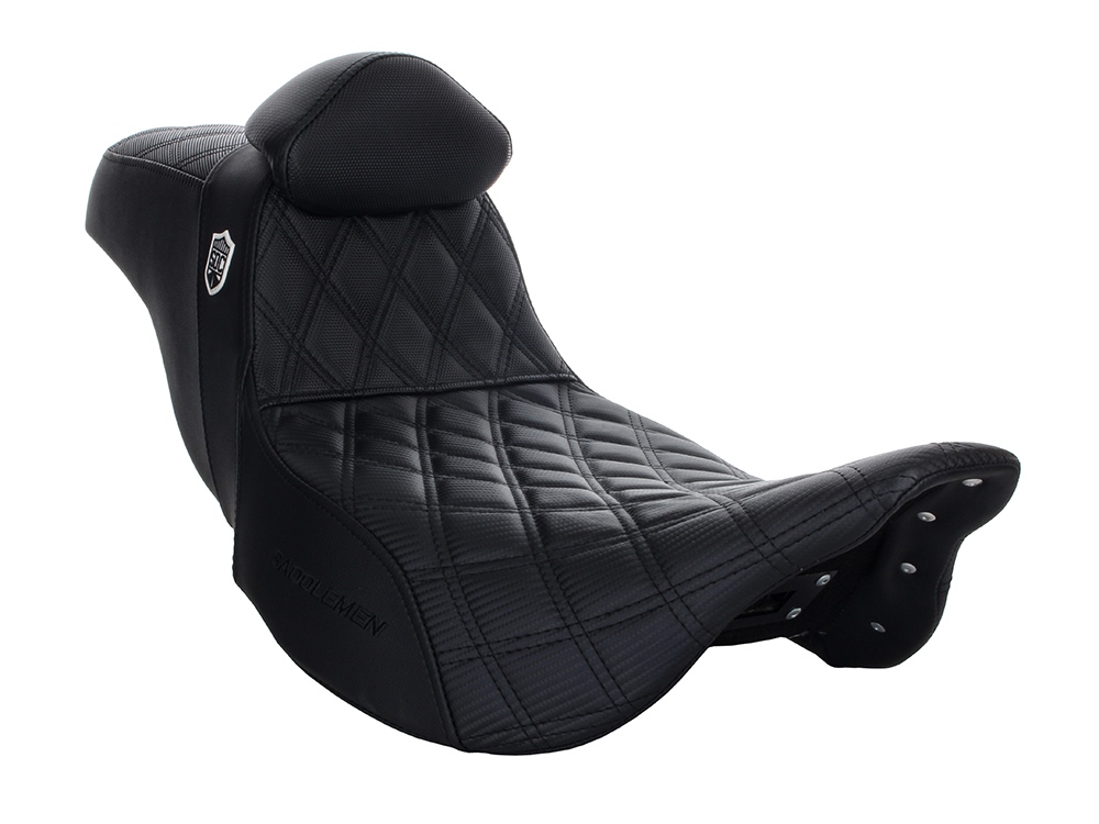 SADDLEMEN SEATS Step-Up San Diego Customs Pro Series Gripper Dual Seat With Backrest. Fits Most Touring 2008-2024