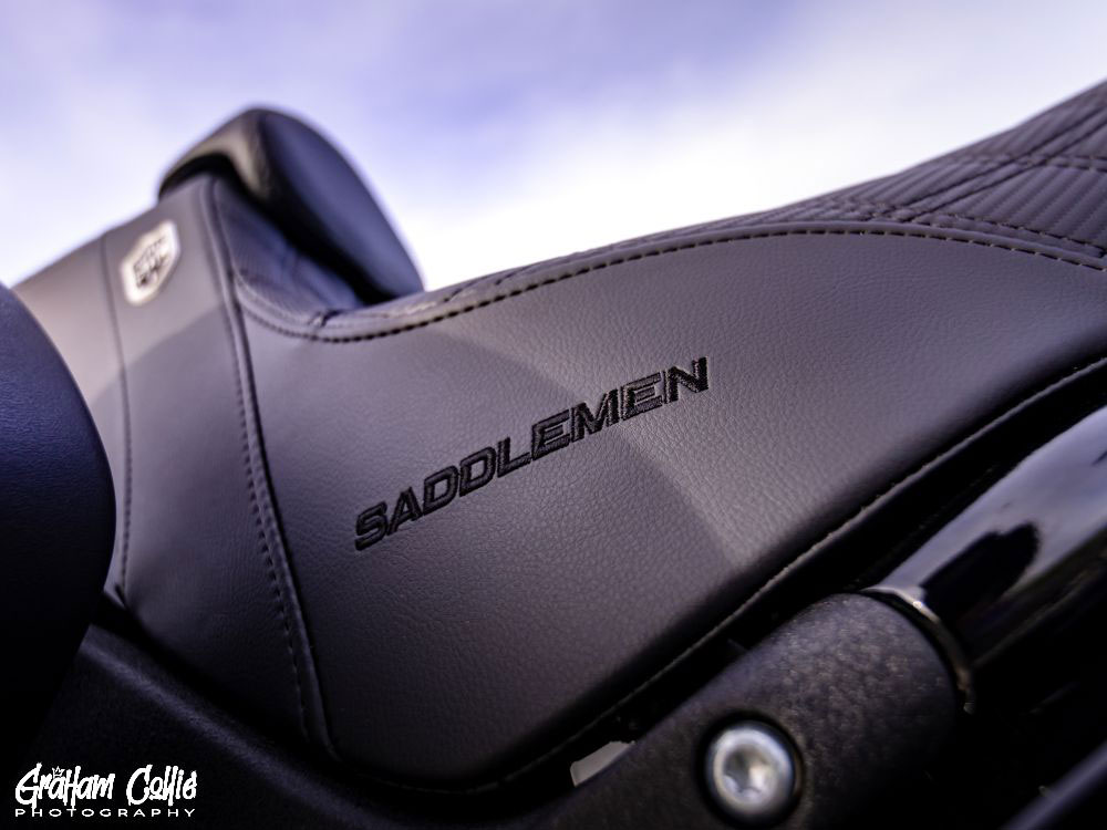 SADDLEMEN SEATS Pro Series San Diego Customs Performance Gripper Dual Seat with Backrest & Black Stitch. Fits Sport Glide & Low Rider 2018up, Low Rider S 2020up & Low Rider ST 2022up