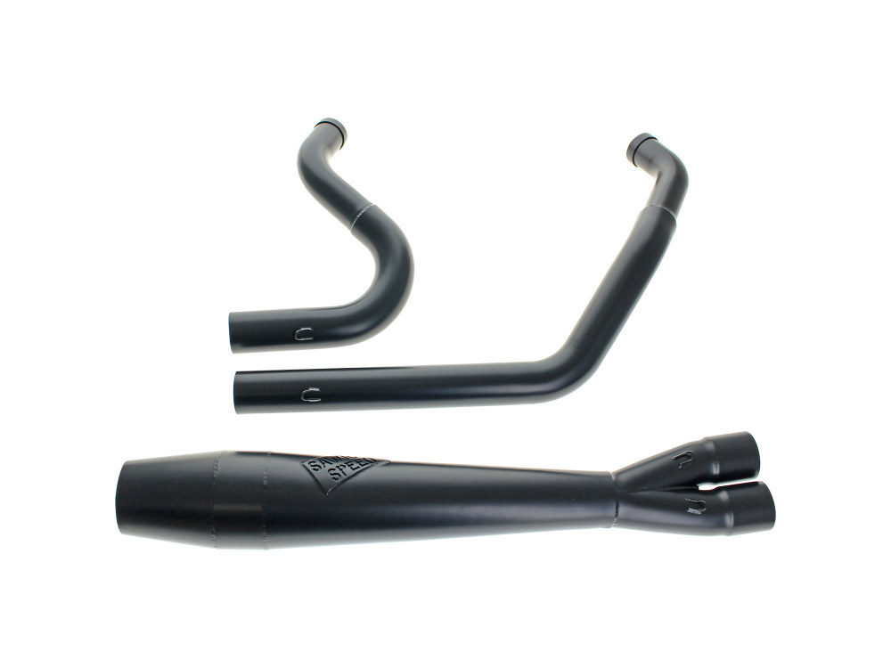 Sawicki Speed Mid Length 2-into-1 Exhaust with Welded End Cap – Black. Fits Softail 1986-2017.
